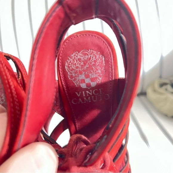 Vince Camuto Red Lace Up Heels - Picture 3 of 6